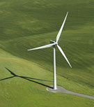Image: Aerial view of wind turbine and access track